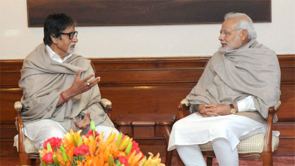 Prime Minister Narendra Modi with mega actor Amitabh Bachchan Prime Minister Narendra Modi with mega actor Amitabh Bachchan