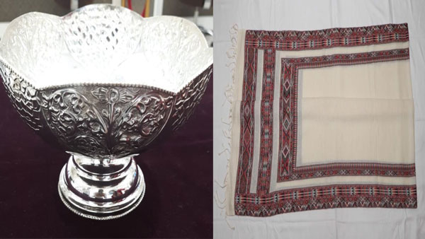 Indonesia: Silver Bowl (Surat) and Kinnauri Shawl (Kinnaur) Indonesia: Silver Bowl (Surat) and Kinnauri Shawl (Kinnaur)