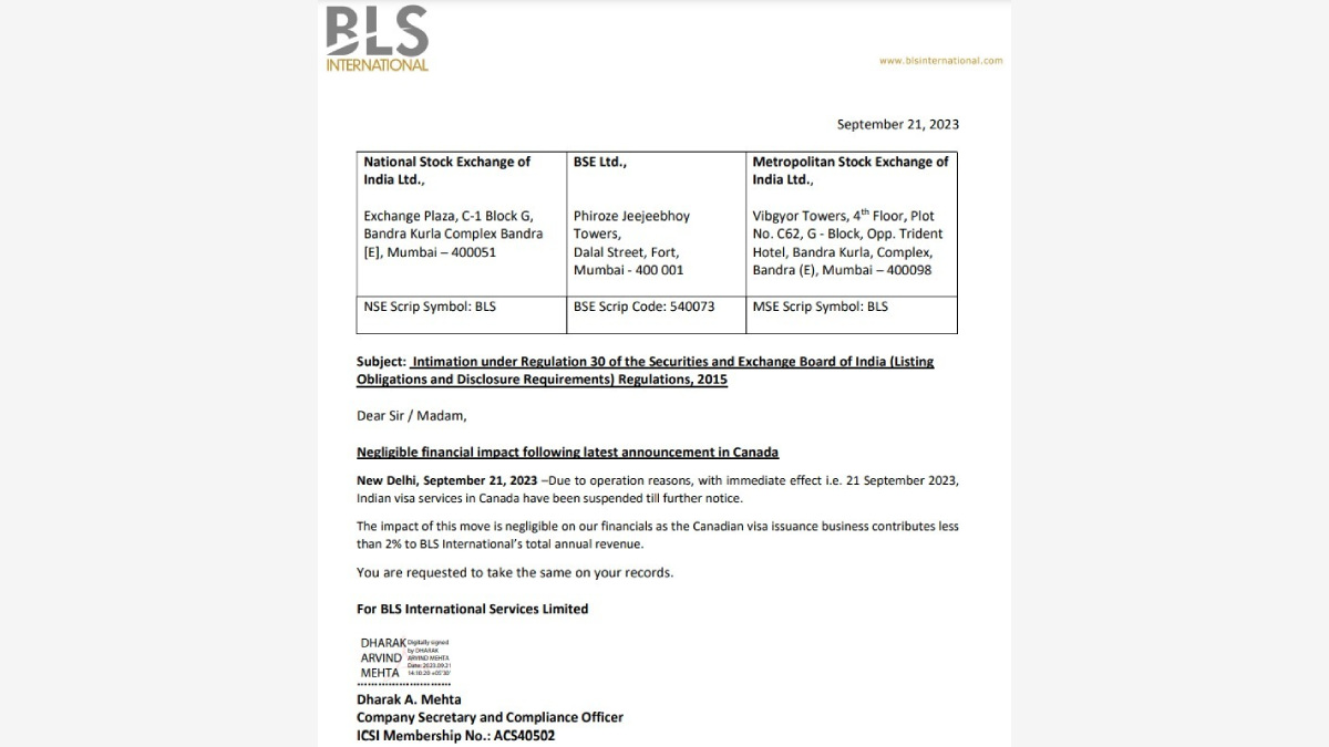 BLS International Clarifies Indian Visa Suspension For Canadian