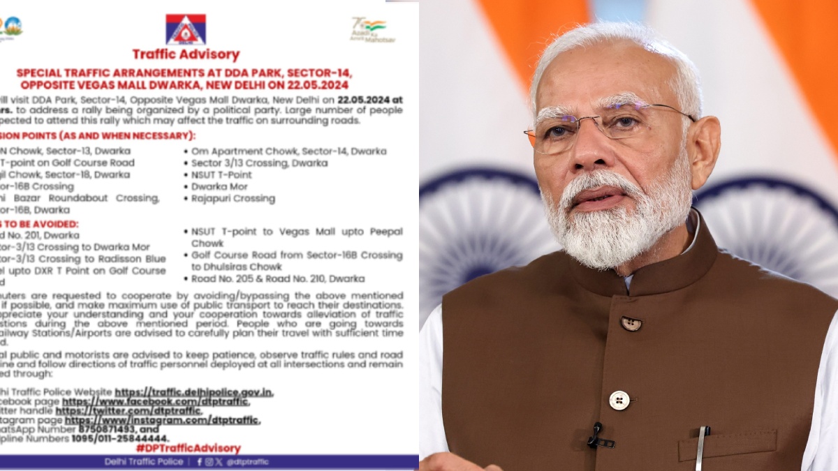 Delhi Traffic Update: Advisory Issued For Route Diversions Ahead Of PM Modi’s Election Rally In Dwarka Today
