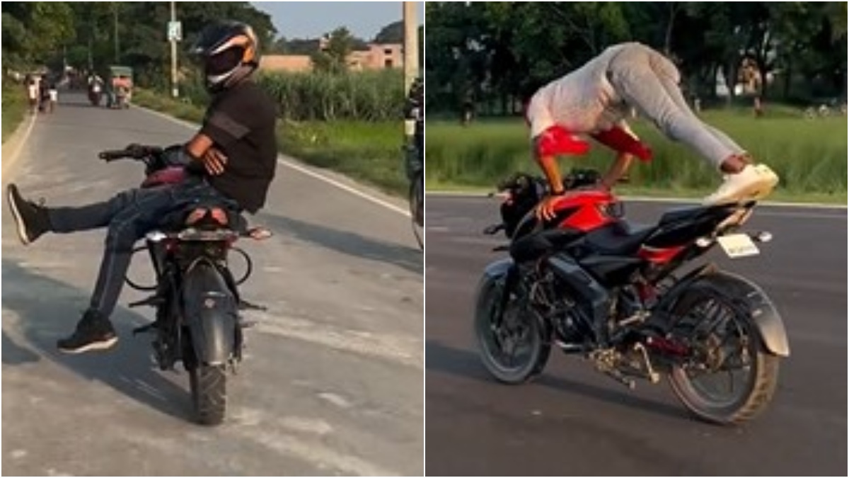Bihar Man’s Crazy Stunts On Moving Bike Goes Viral, Netizens Demand Stringent Action | WATCH