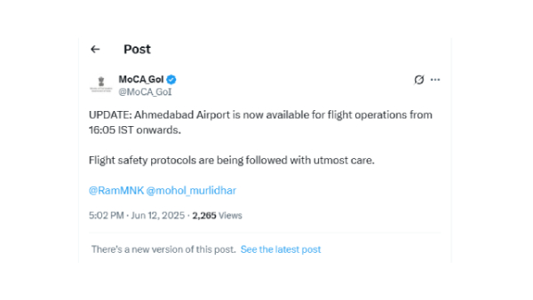 UPDATE: Flight operations at Ahmedabad Airport