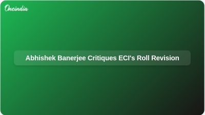 Abhishek Banerjee Critiques ECI's Roll Revision