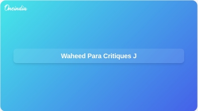 Waheed Para Critiques J&K Government's Inaction