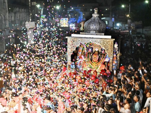 Devotees Carrying A 400 Kg Silver Temple By A Committee Carrying The Idol Of Durga For Immersion, In