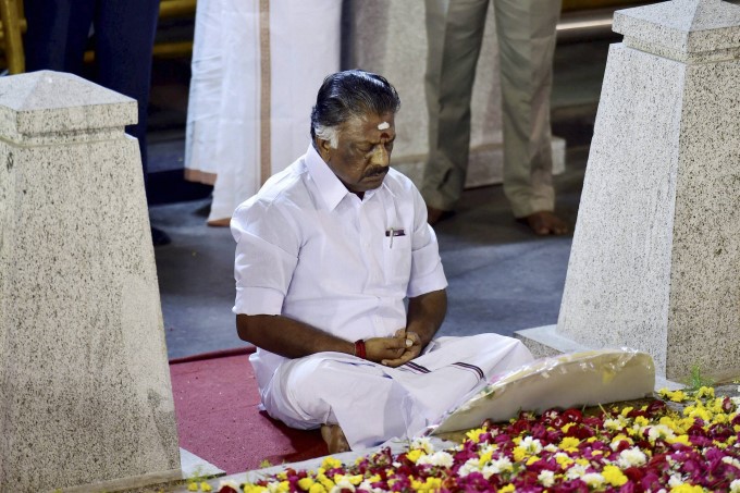 Former TN CM O Panneerselvam Press Meet At Marina Beach In Chennai Former TN CM O Panneerselvam Press Meet At Marina Beach In Chennai