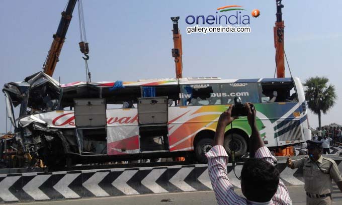 Diwakar Bus Accident In Krishna District Diwakar Bus Accident In Krishna District