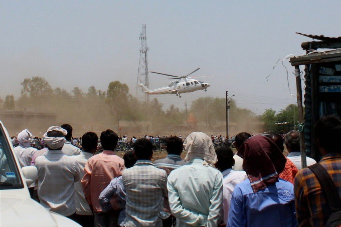 Maharashtra CM's Helicopter Crash-Lands In Latur Maharashtra CM's Helicopter Crash-Lands In Latur