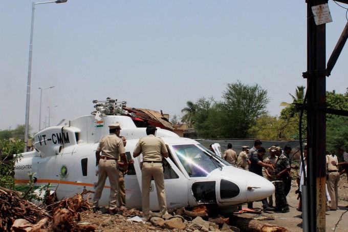 Maharashtra CM's Helicopter Crash-Lands In Latur Maharashtra CM's Helicopter Crash-Lands In Latur