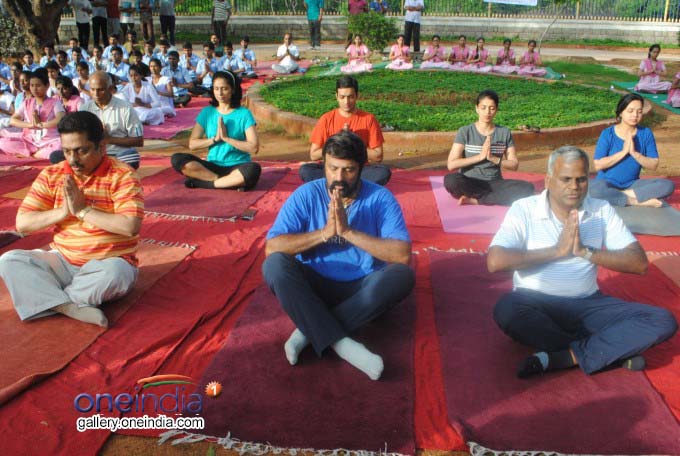 TDP MLA And Actor Balakrishna And Others Perform Yoga TDP MLA And Actor Balakrishna And Others Perform Yoga