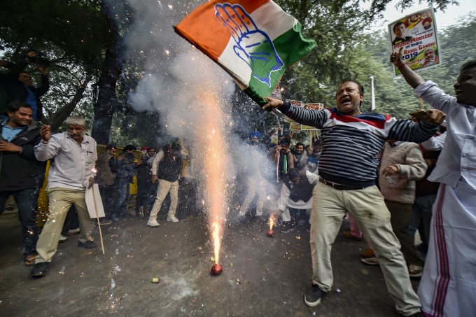 Congress Supporters And Workers Celebrate Party's Victory Congress Supporters And Workers Celebrate Party's Victory