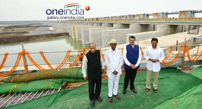 CM KCR And Governor ESL Narasimhan Inaugurates Mega Irrigation Project CM KCR And Governor ESL Narasimhan Inaugurates Mega Irrigation Project