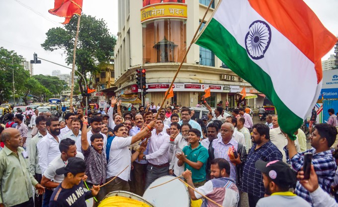 BJP Supporters Celebration On J&K Special Status Removal BJP Supporters Celebration On J&K Special Status Removal