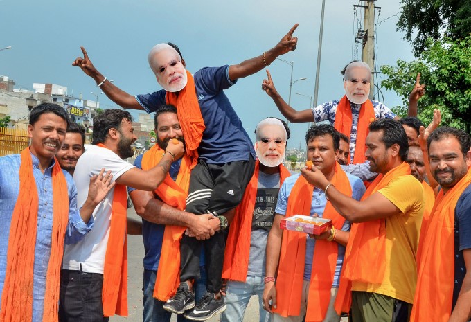 BJP Supporters Celebration On J&K Special Status Removal BJP Supporters Celebration On J&K Special Status Removal
