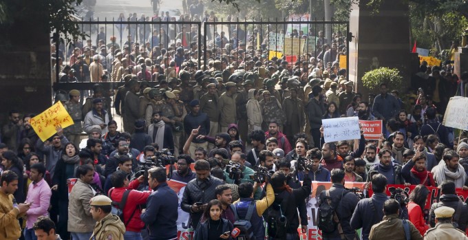 JNU Students Protest March Against Removal Of V-C JNU Students Protest March Against Removal Of V-C