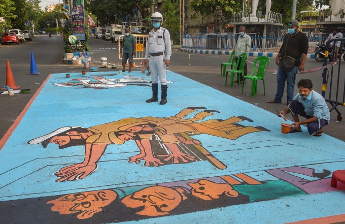 Coronavirus Awareness Painting Across World Coronavirus Awareness Painting Across World