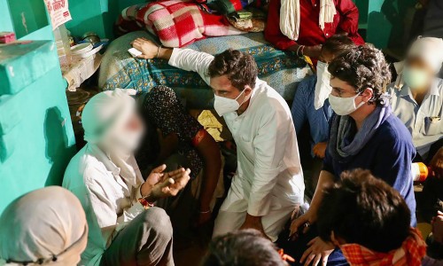 Priyanka And Rahul Gandhi Meet Hathras Victim's Family Priyanka And Rahul Gandhi Meet Hathras Victim's Family