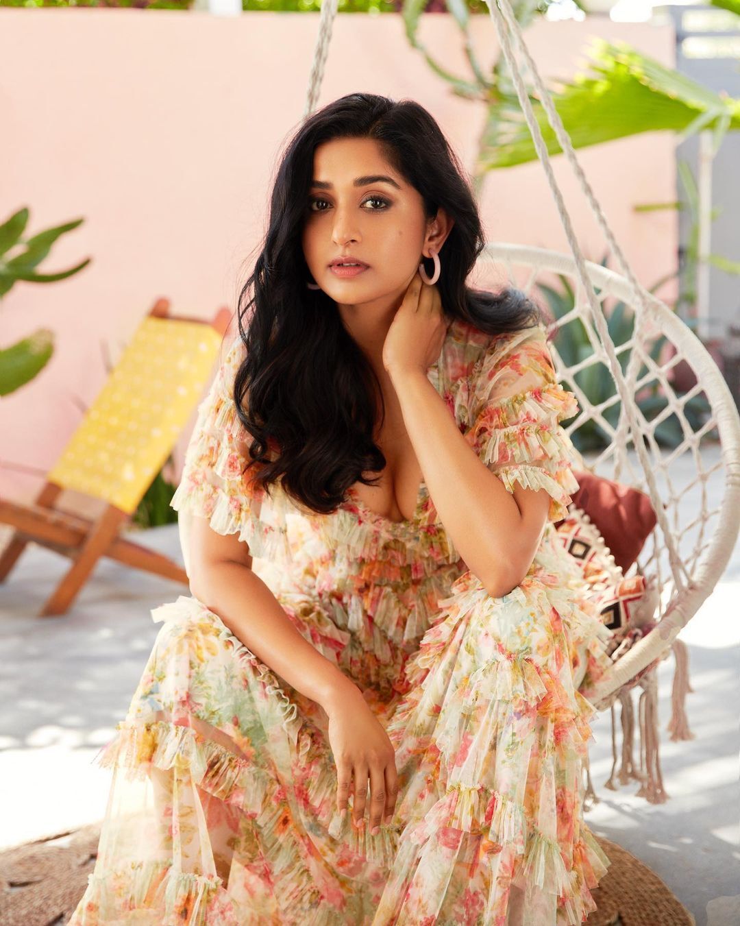 Actress Meera Jasmine New Bold And Stylish Look In Floral Dress Goes